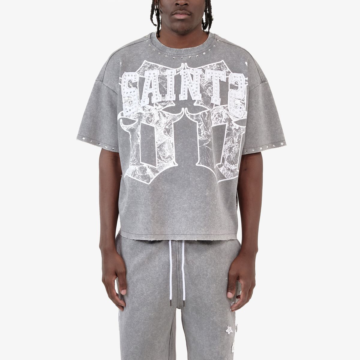 Grey S/S Crop Shirt