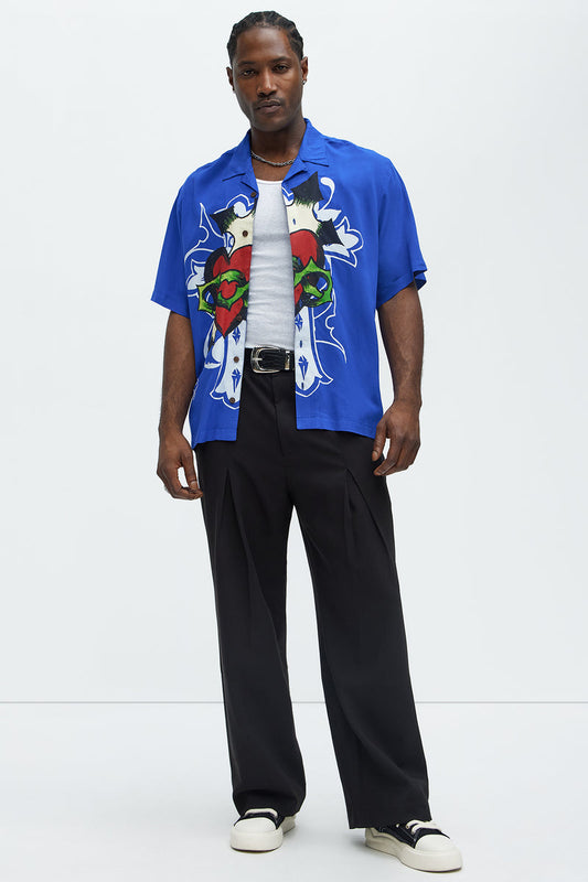 Cross Snake Blue Camp Shirt