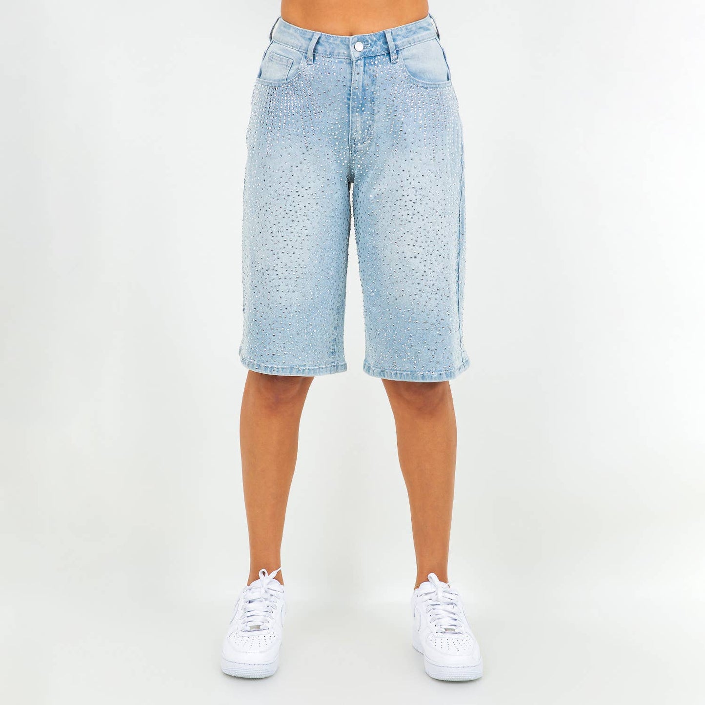 Ladie's Ice Blue Rhinestone Jorts
