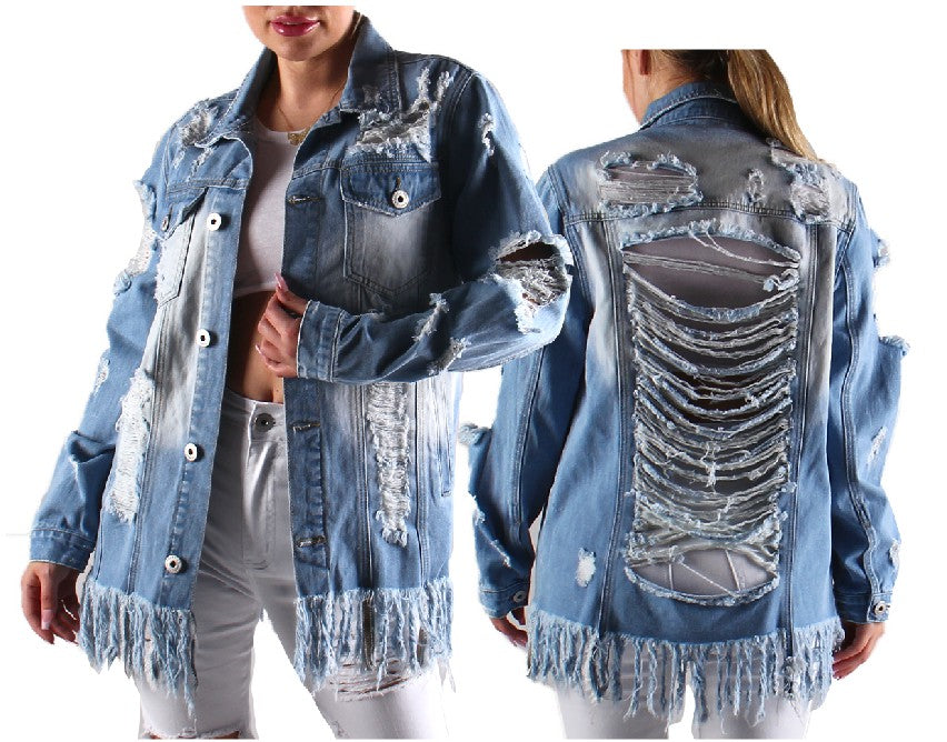 Distressed Oversize Denim Jacket