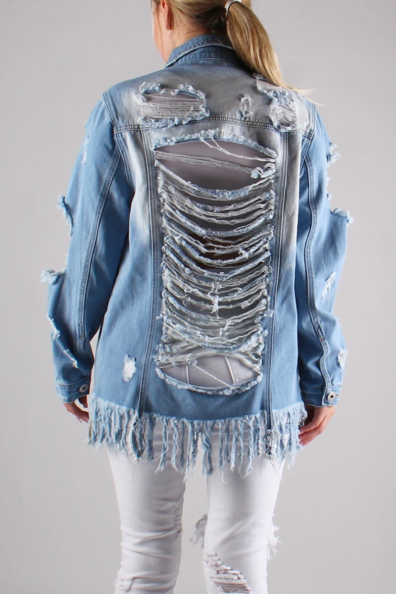 Distressed Oversize Denim Jacket