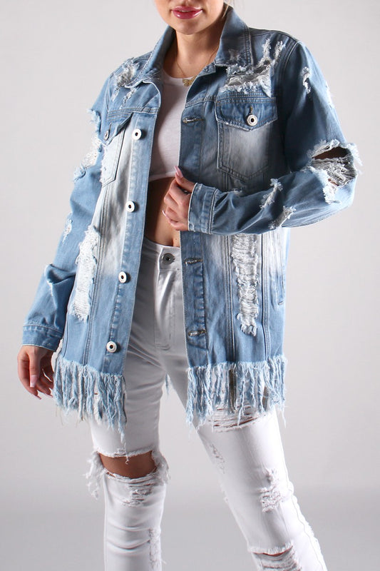 Distressed Oversize Denim Jacket