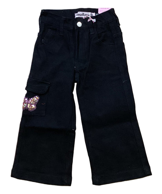 Girls Butterfly Cargo Jeans - B lack