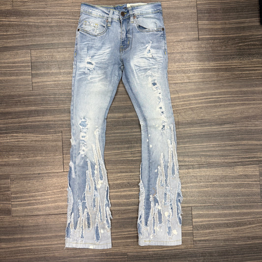 Boys Blue Flame Stacked Jeans