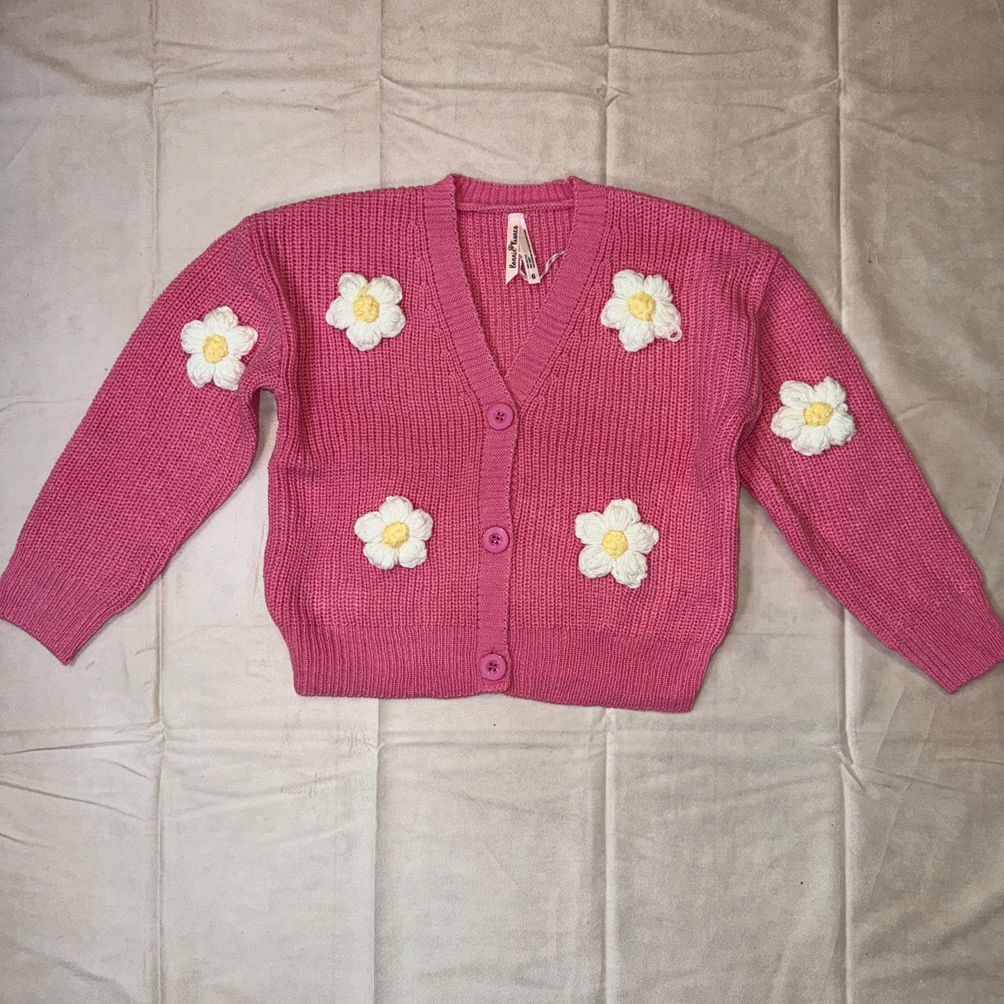 Cardigan Sweater W/ Flower Applique