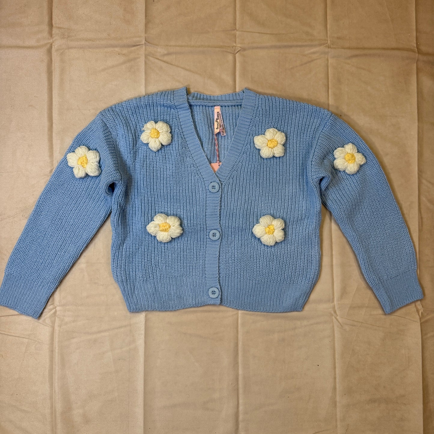 Cardigan Sweater W/ Flower Applique