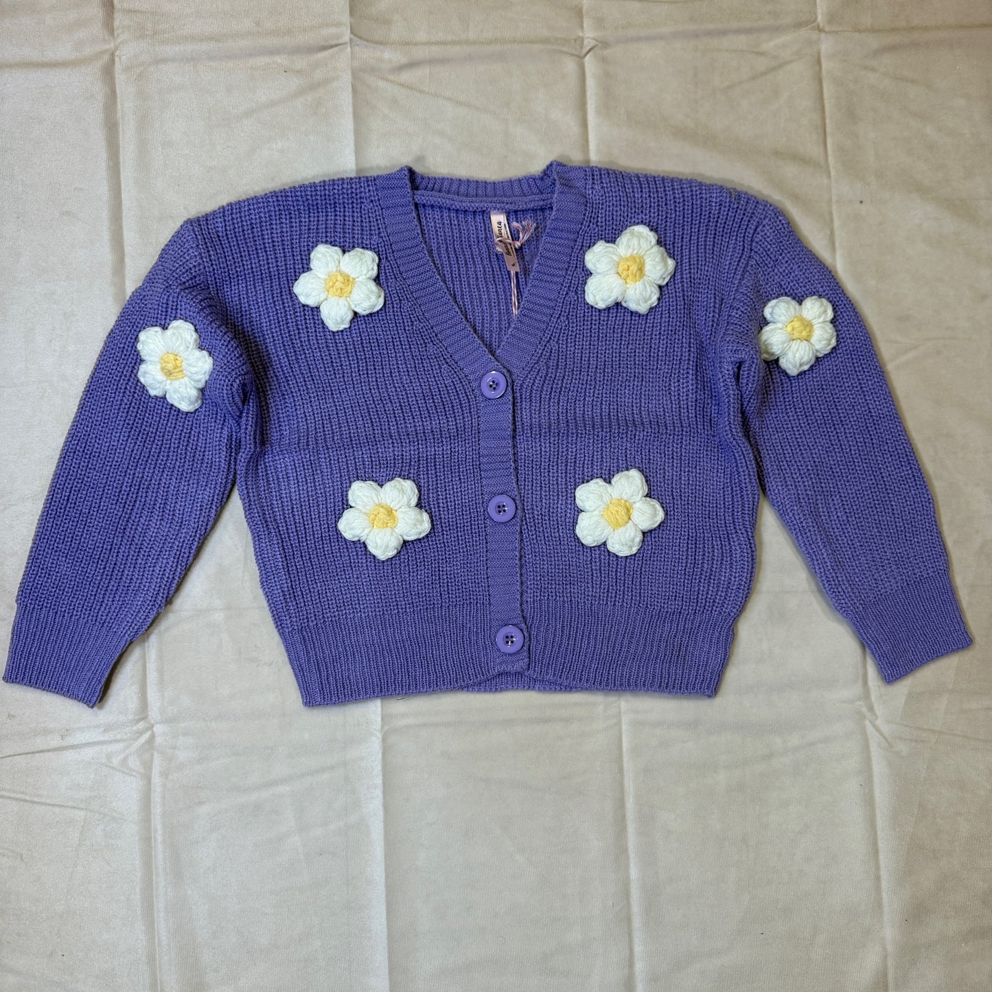 Cardigan Sweater W/ Flower Applique