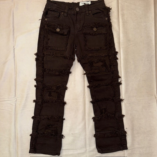 Brown Cargo Stacked Jeans