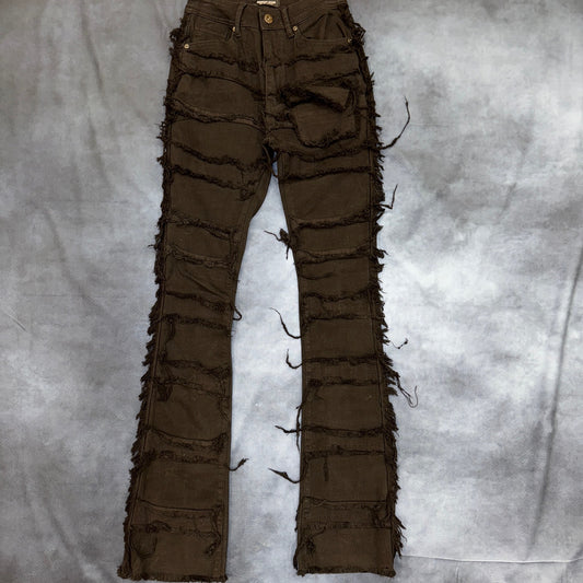 Black Super Frayed Stacked Jeans