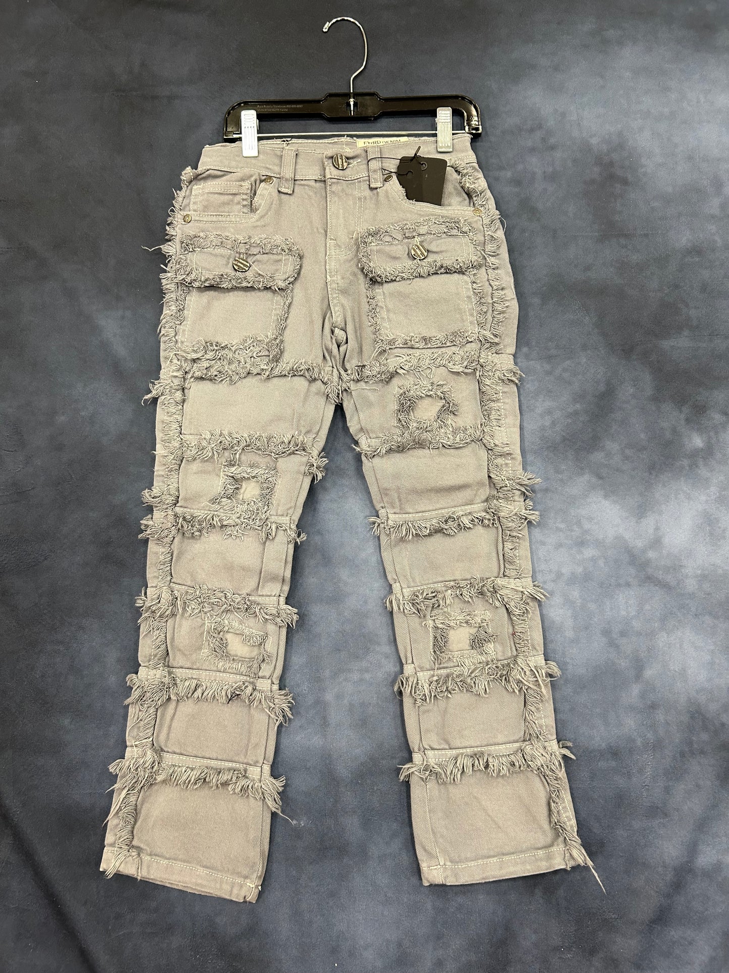 Boy's Gray Cargo Stacked Jeans