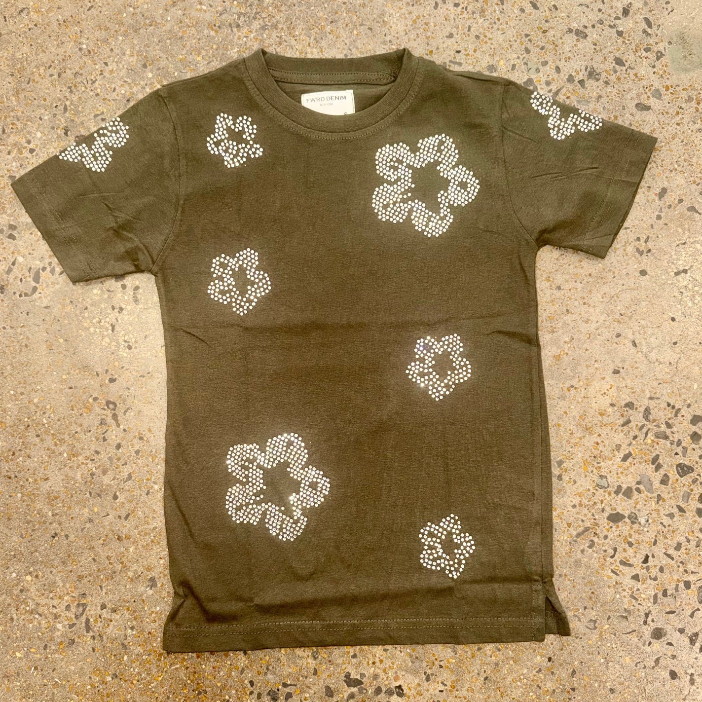 Crystal Flowers T-Shirt - Olive