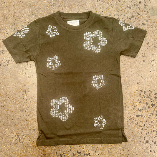 Crystal Flowers T-Shirt - Olive
