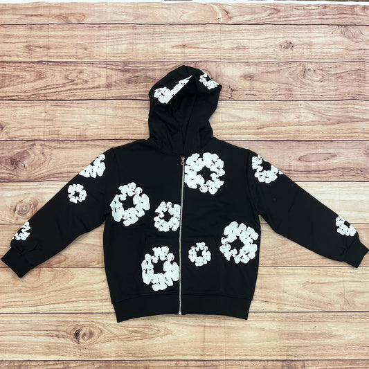 Flower Zip Jackets Black