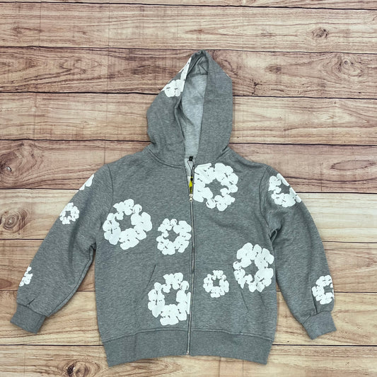 Flower Zip Jacket Grey