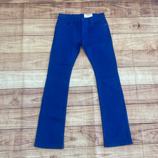 Brown Rhinestone Stacked Jeans