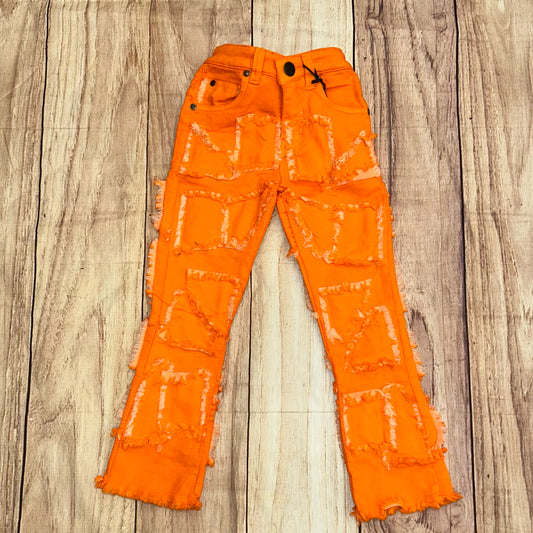 Girls ST500 Stacked Jeans - Orange