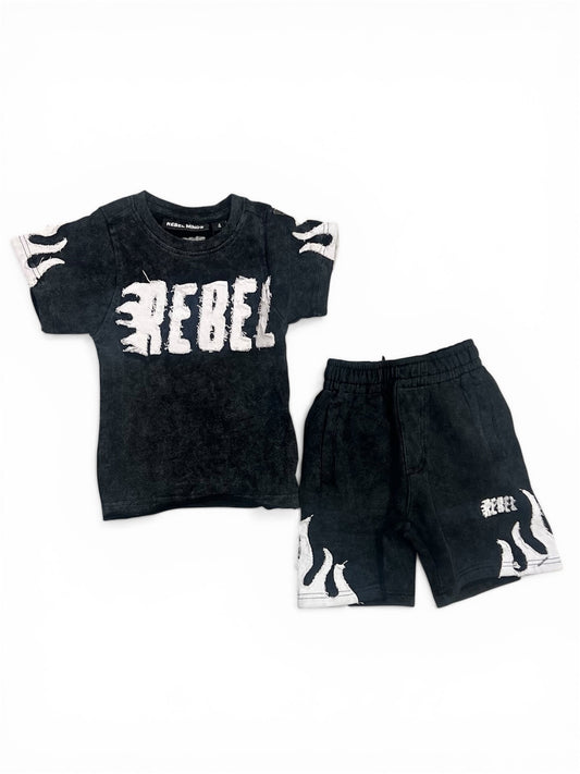 Kids Rebel Short Set - Black