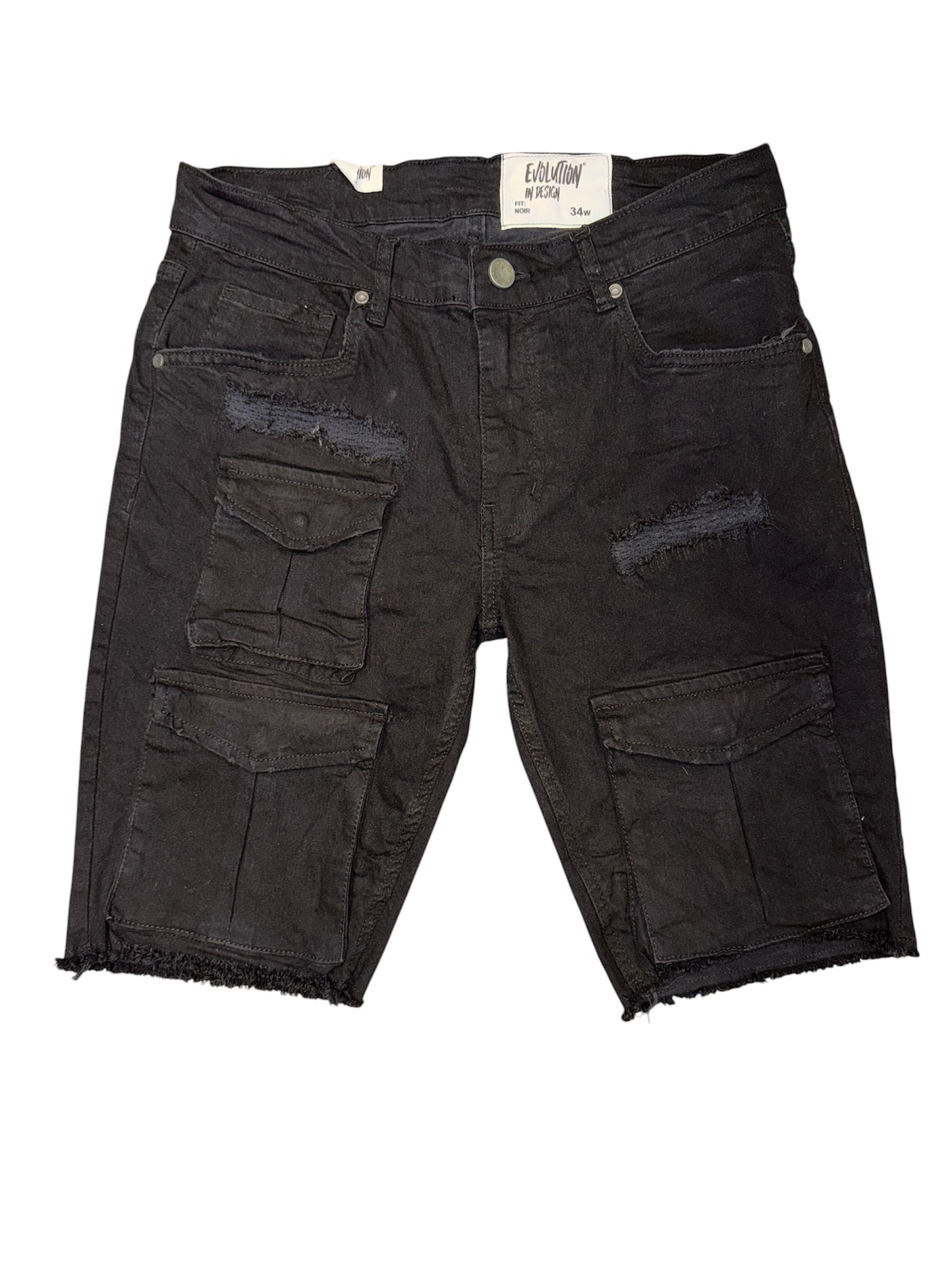 EV Black Cargo Jean Shorts