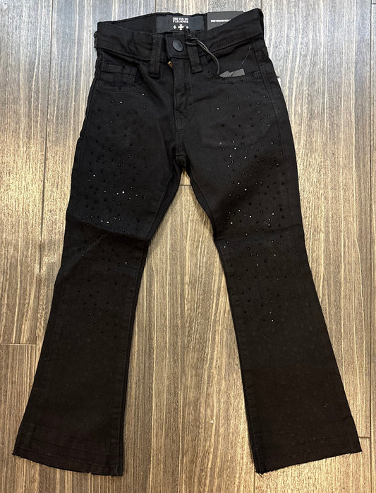 JC Rhinestones Stacked Jeans - Black
