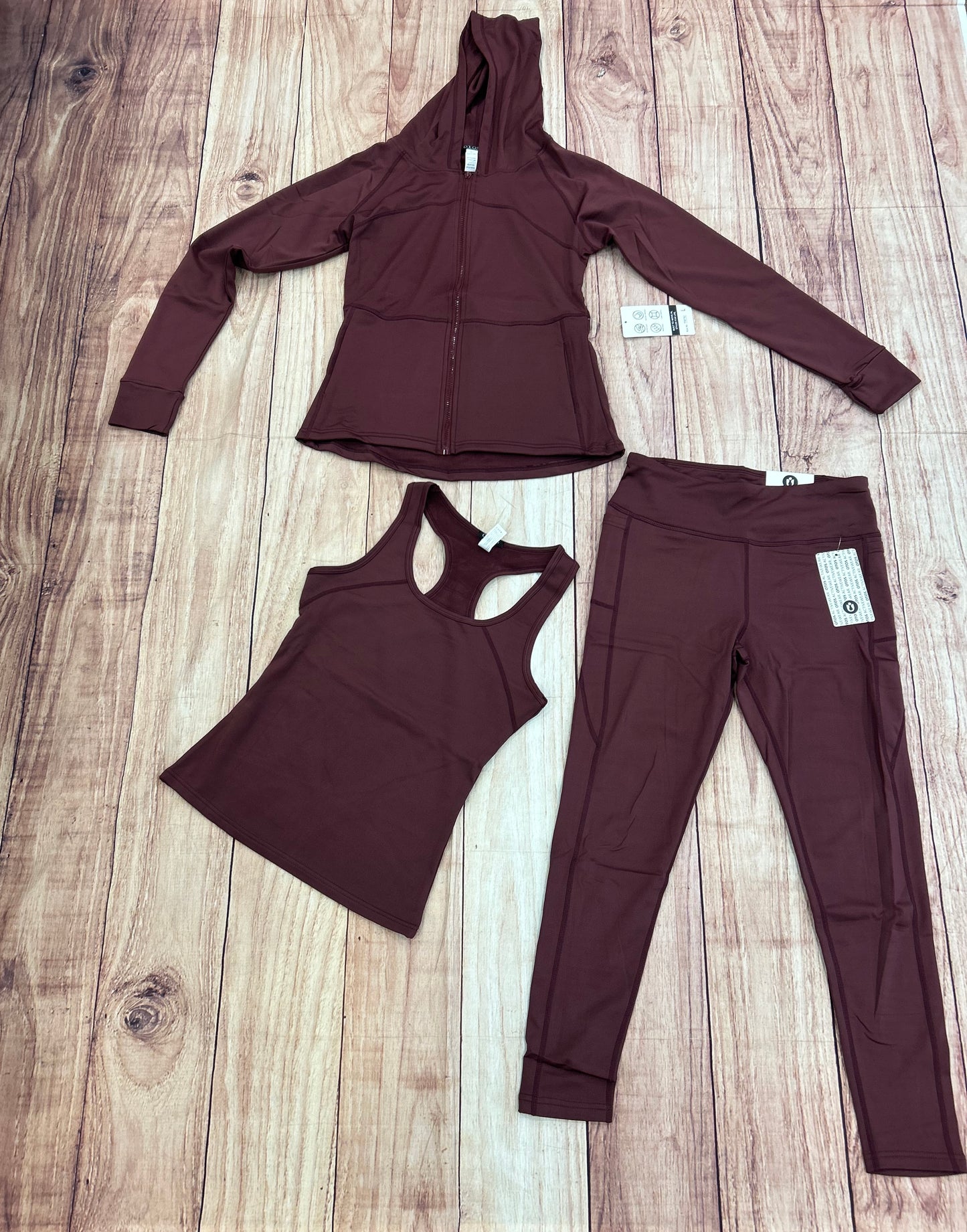 Womens 3pc Legging Sets - Burgundy
