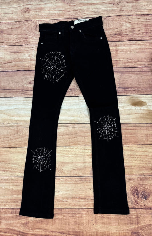 Kids Crystal Web Stacked Jeans