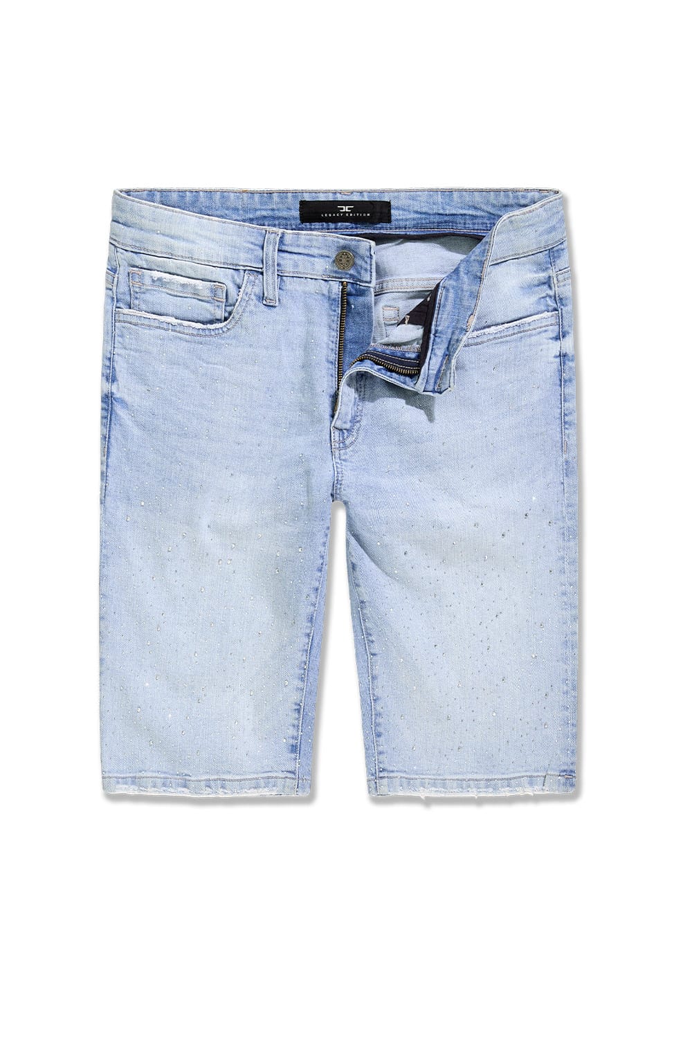 JC Men's Rhinestone Shorts - Ice Blue