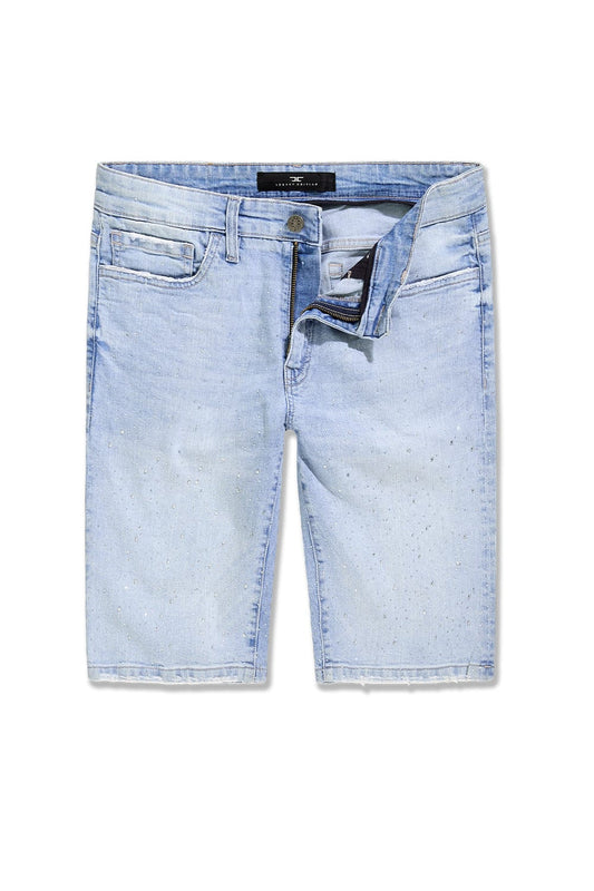 JC Men's Rhinestone Shorts - Ice Blue