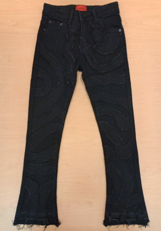 Ridged Black Stack Jean